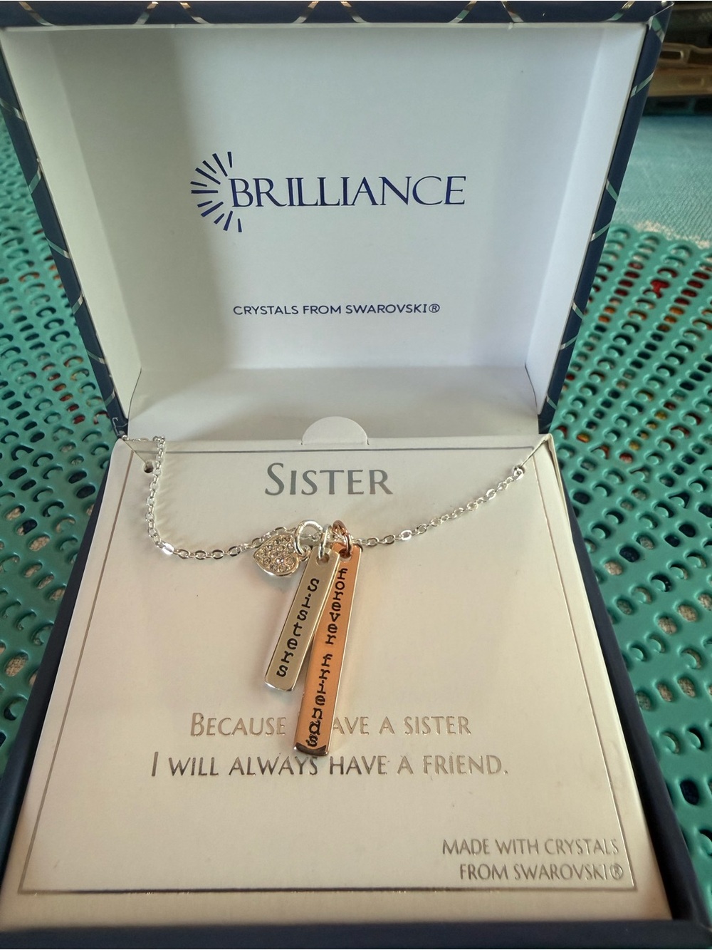 Brilliance Sisters Pendant Necklace – Silver & Rose Gold